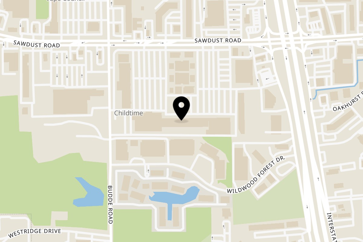 Map showing the location of The Omega Grill on 399 Sawdust Rd in Spring